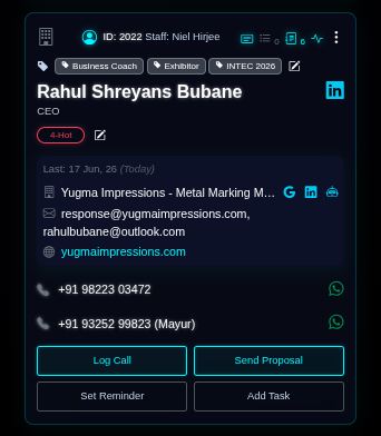 Indiax LeadConnect Mobile UI